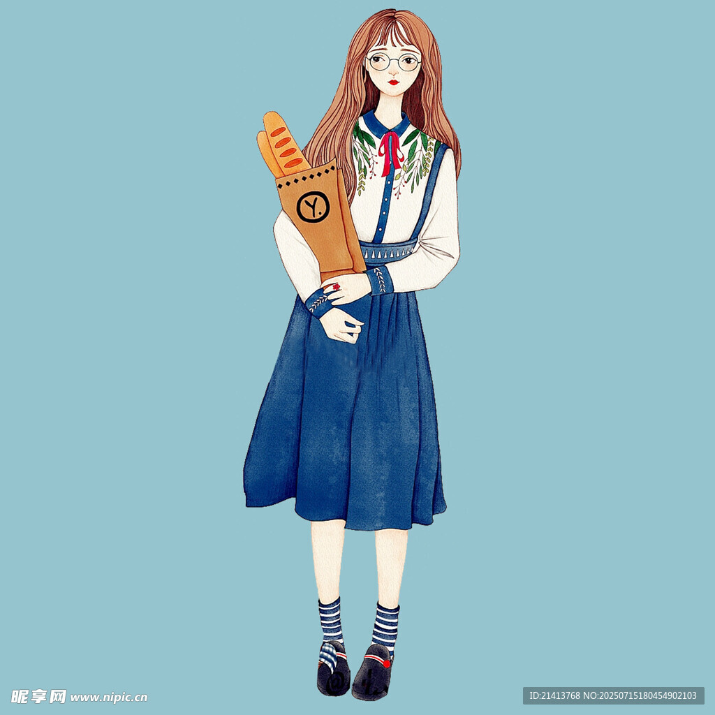 手持卷轴的青春少女