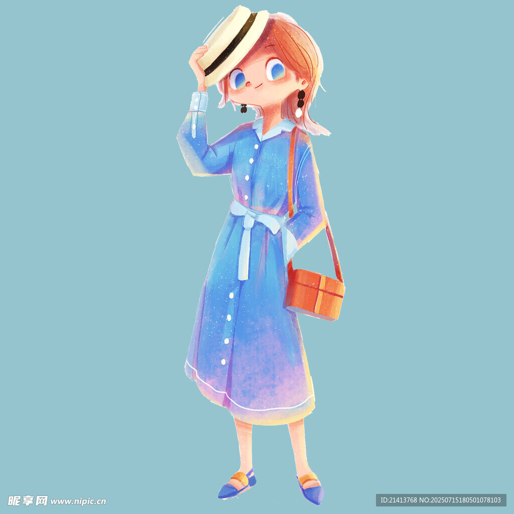 时尚蓝裙女子