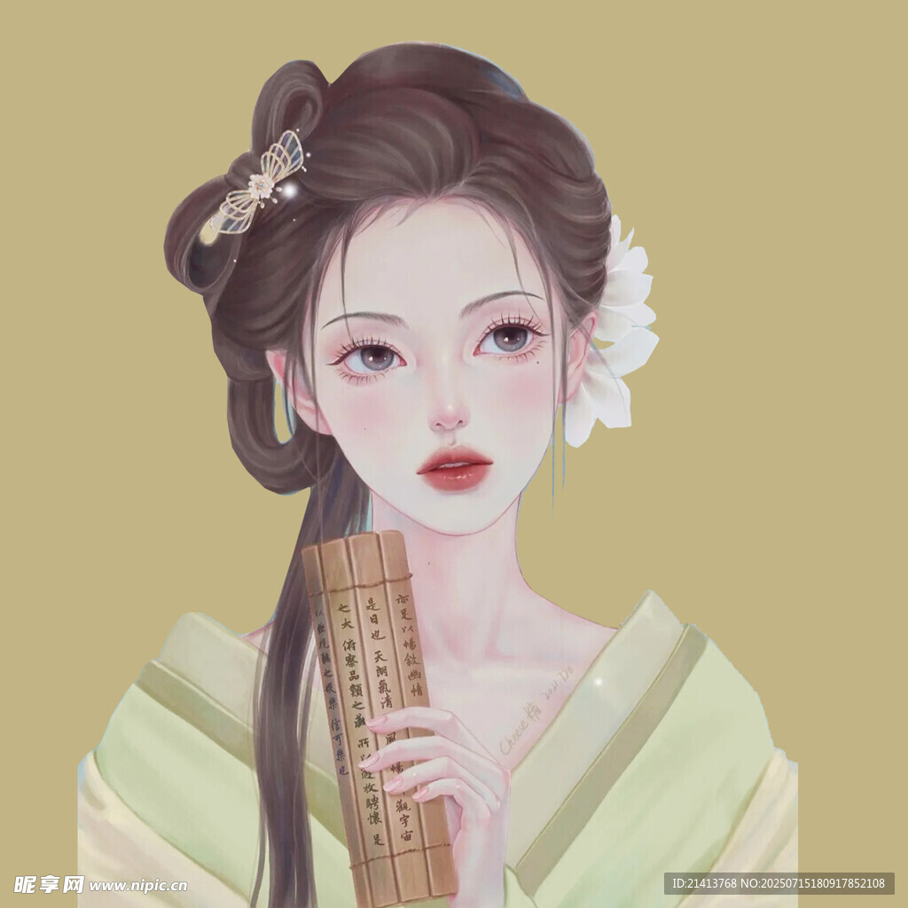 古风持卷美人