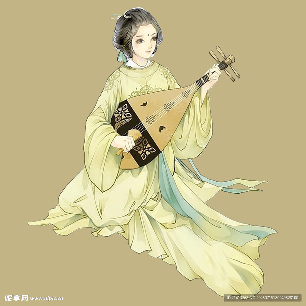 古风女子优雅弹奏琵琶