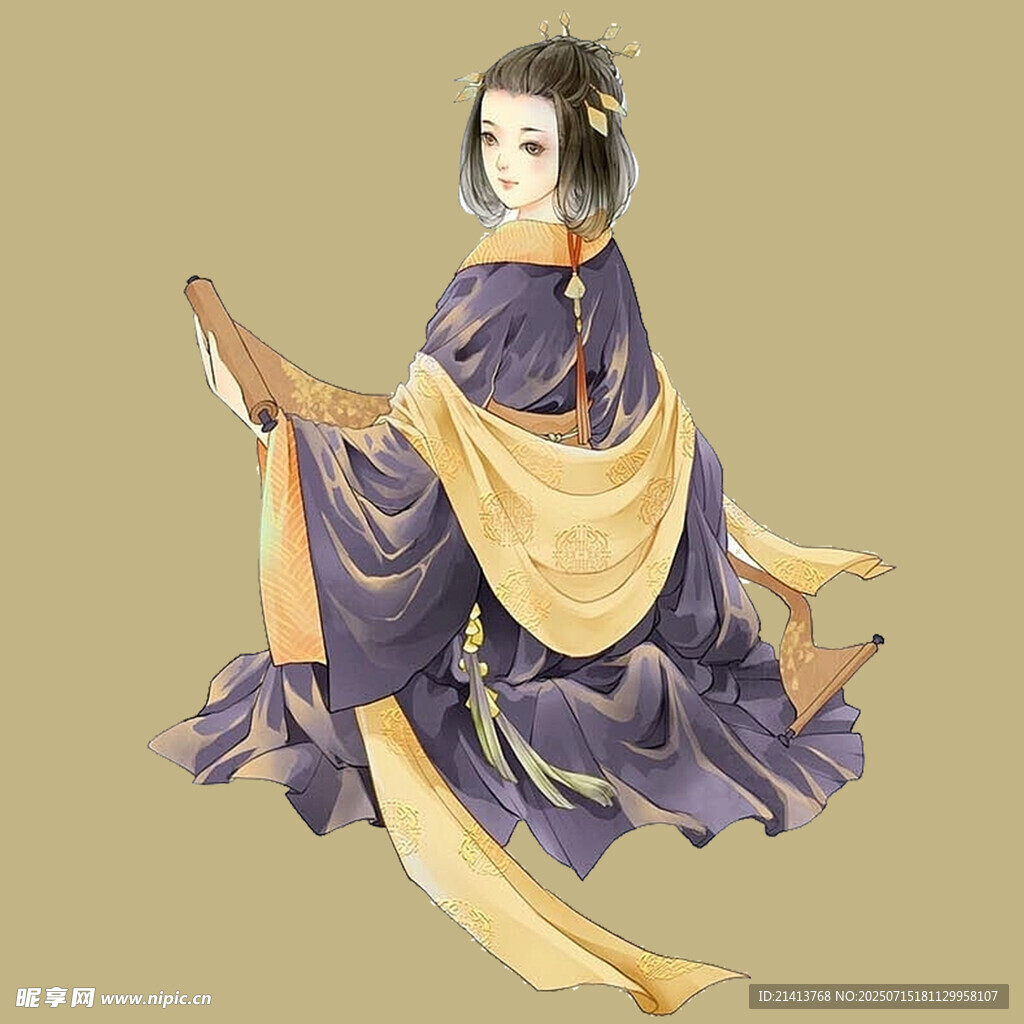 古风女子优雅坐姿图