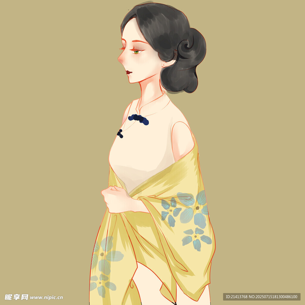 古风女子身着雅致和服