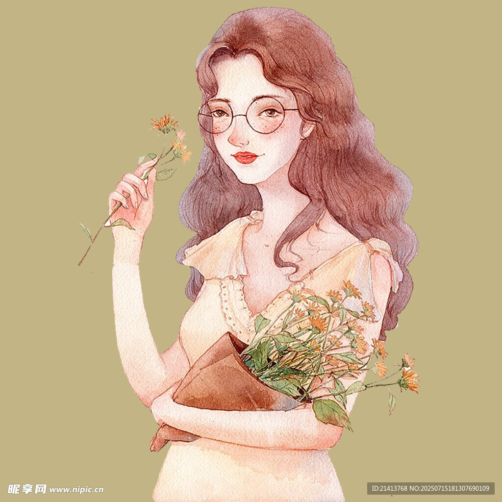 捧花少女的温柔瞬间