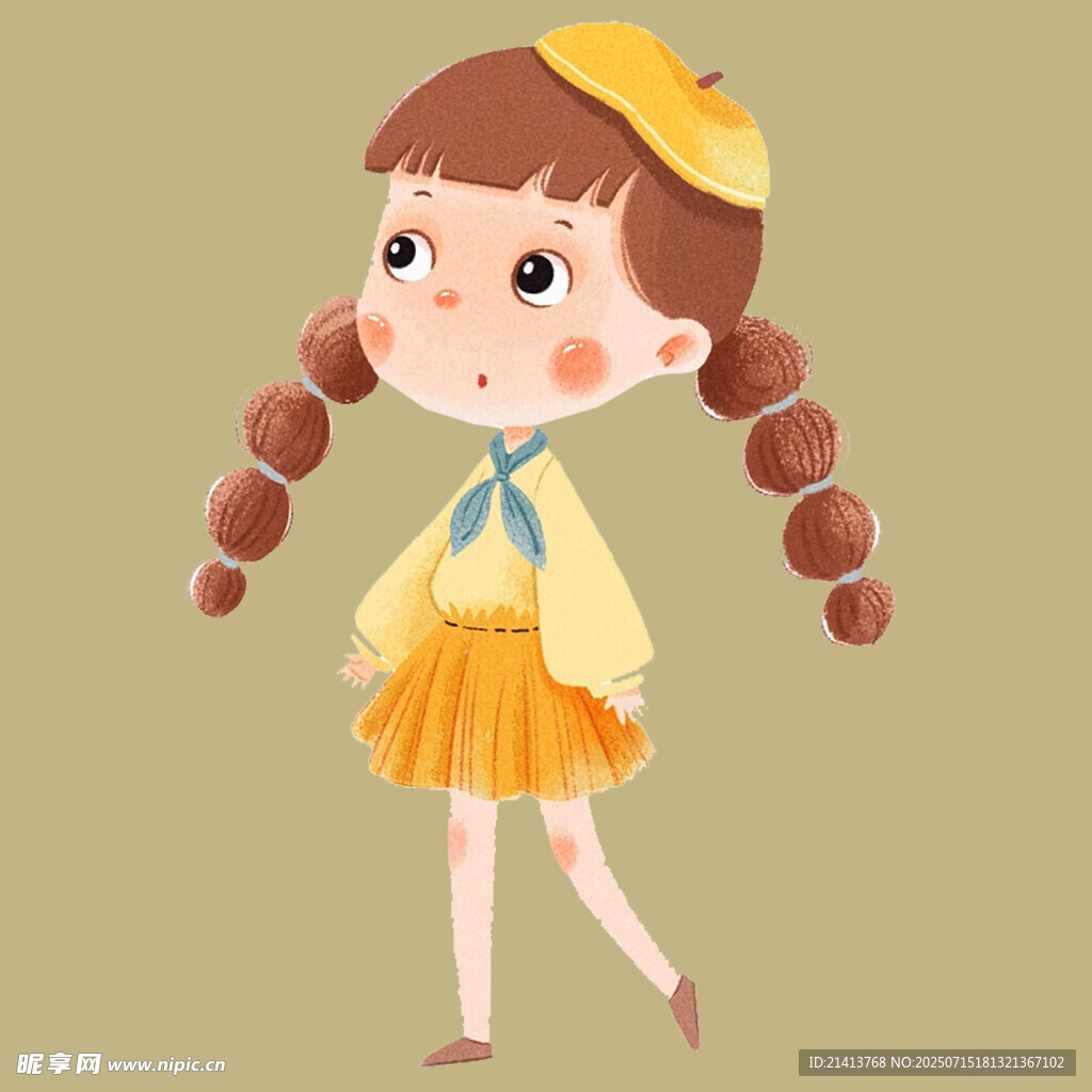 扎双辫的可爱女孩