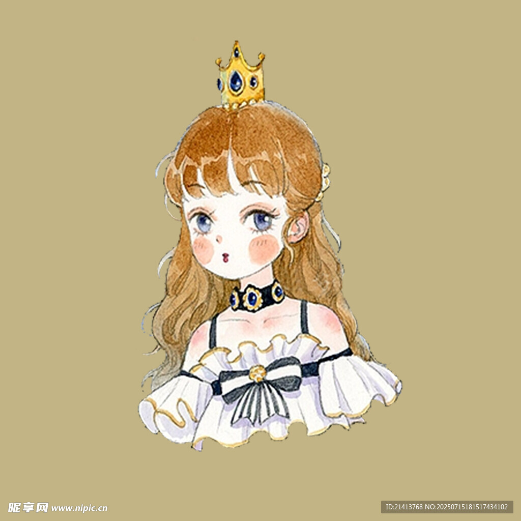 戴皇冠的可爱公主女孩