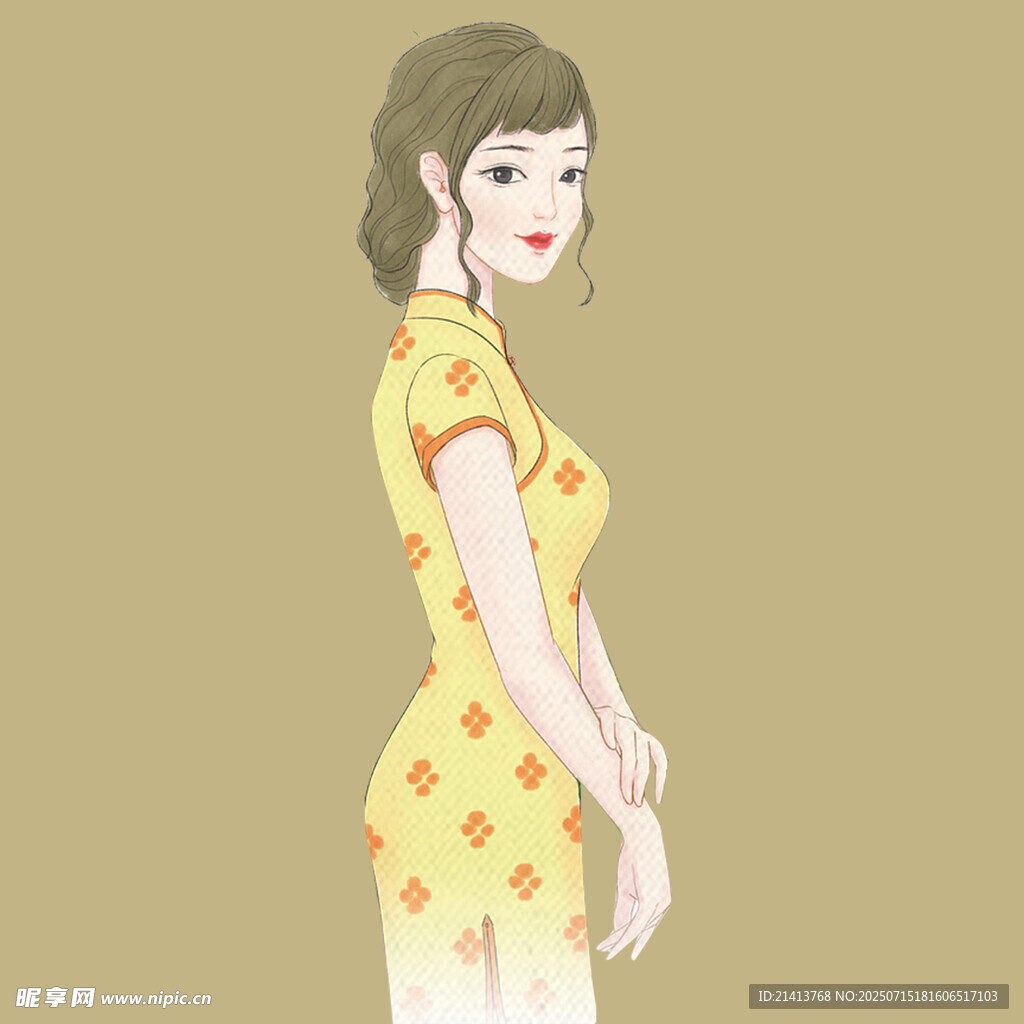 身着旗袍的优雅东方女子