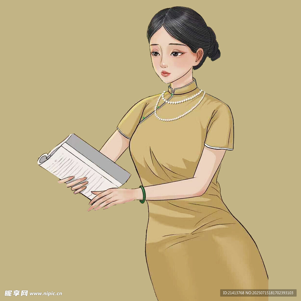 优雅女子手持书籍