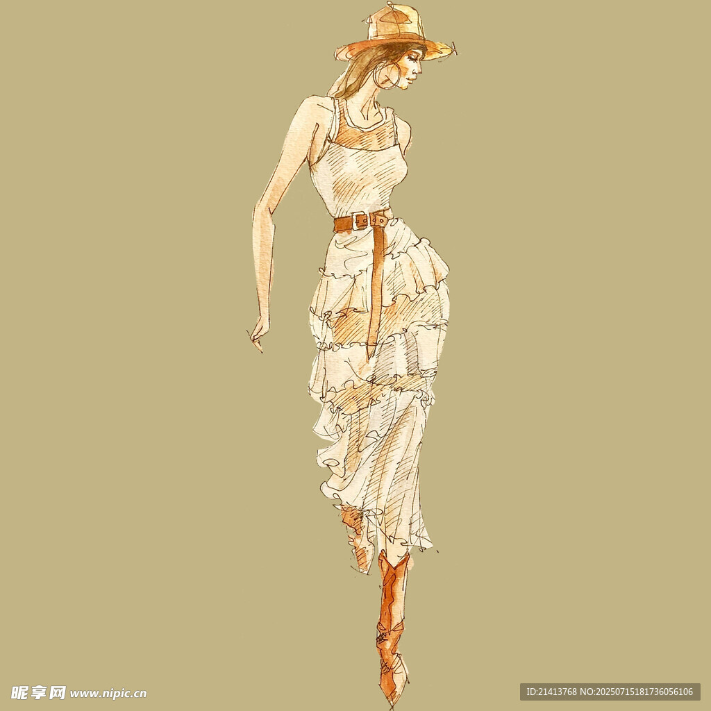 复古风时尚女性服饰插画
