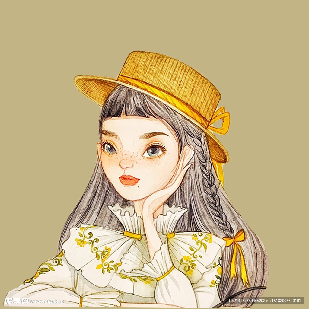 戴帽少女的优雅复古装扮