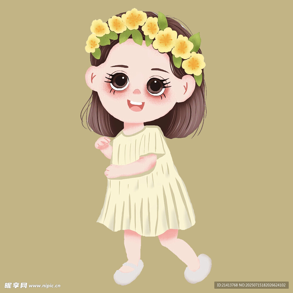戴花环的可爱小女孩