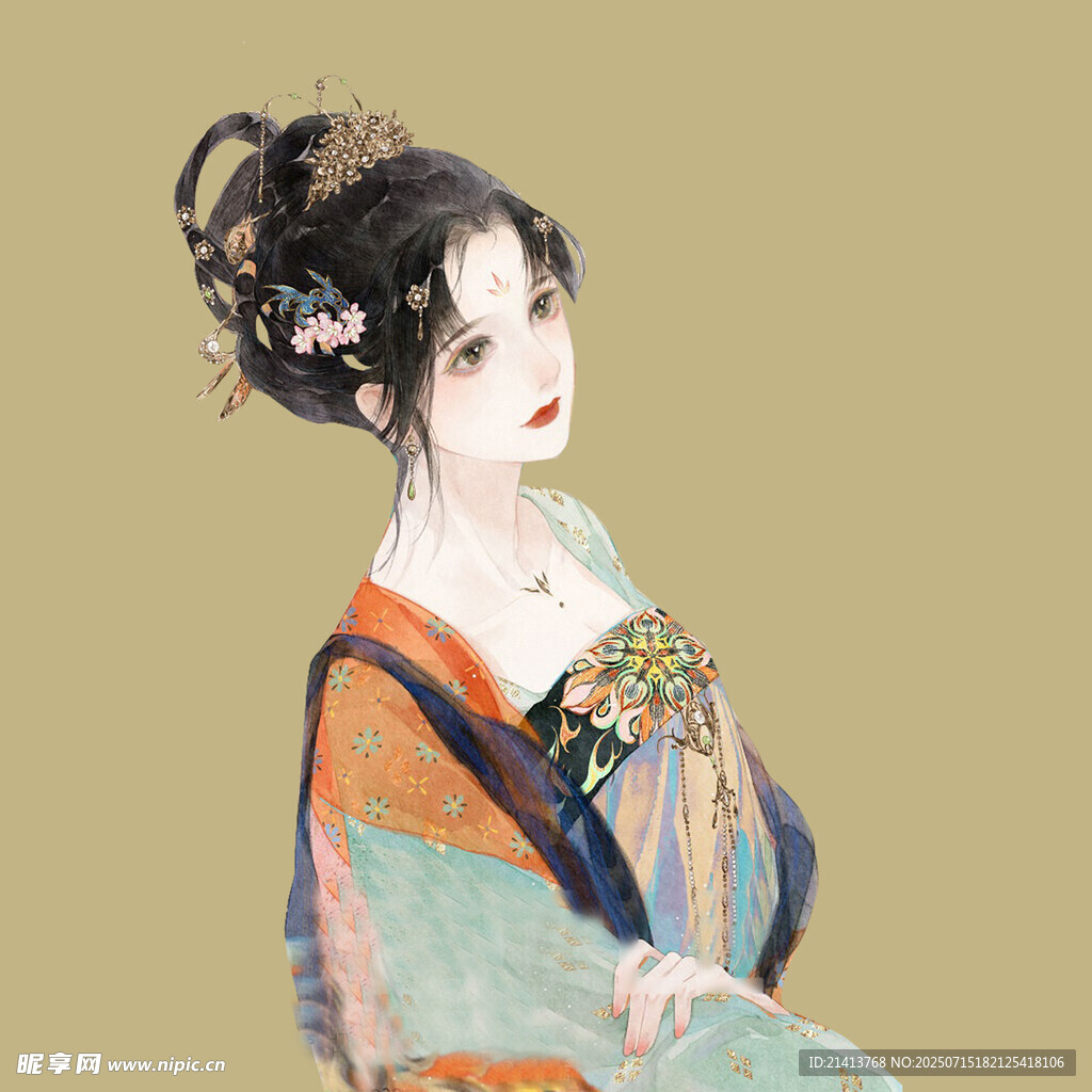 古风汉服女子优雅侧颜
