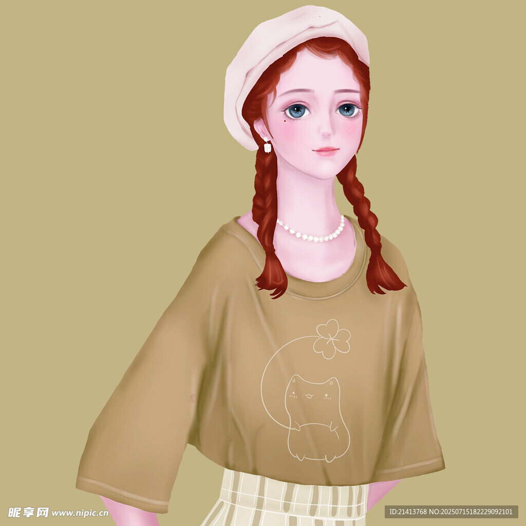双麻花辫女孩的时尚穿搭