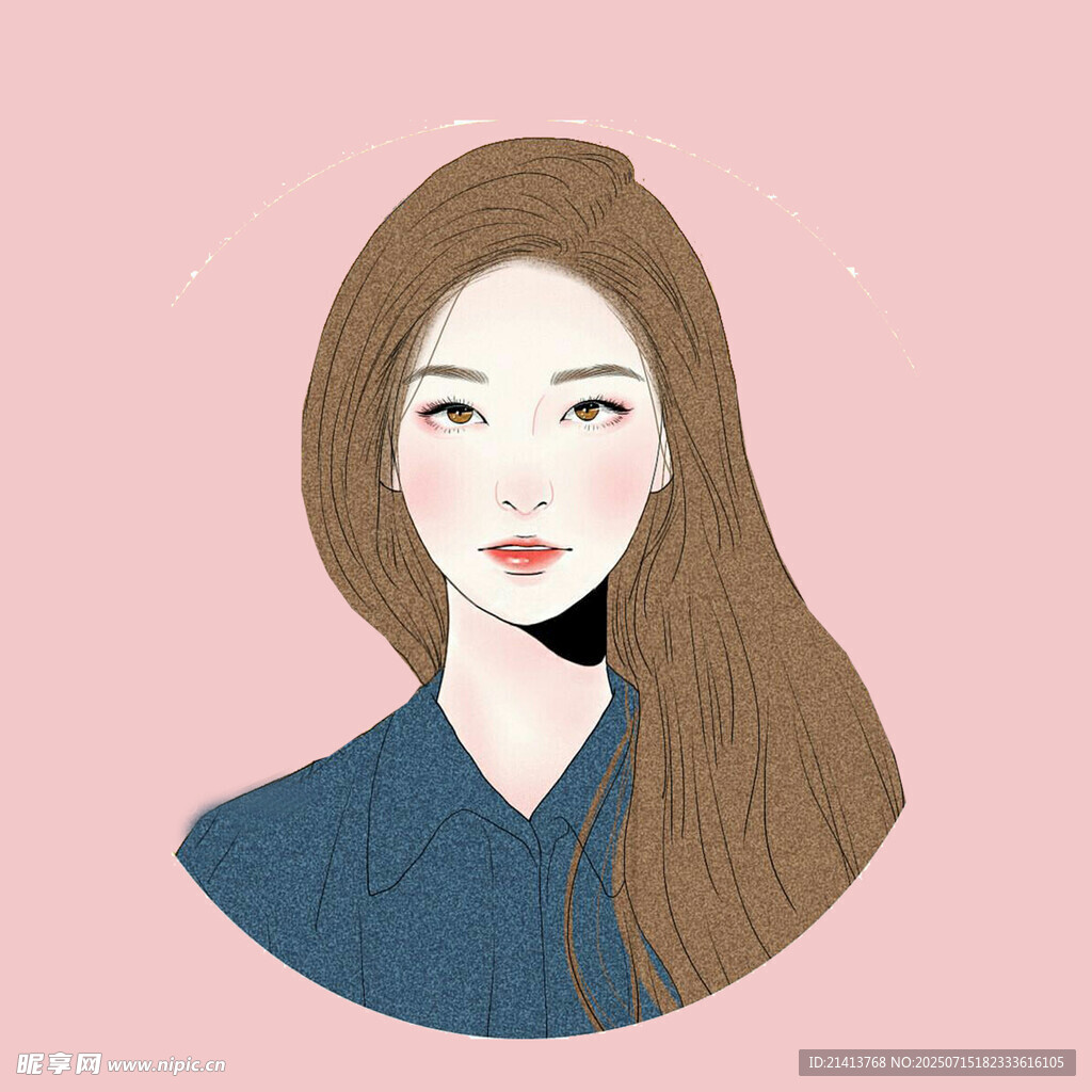 长发女子头像插画