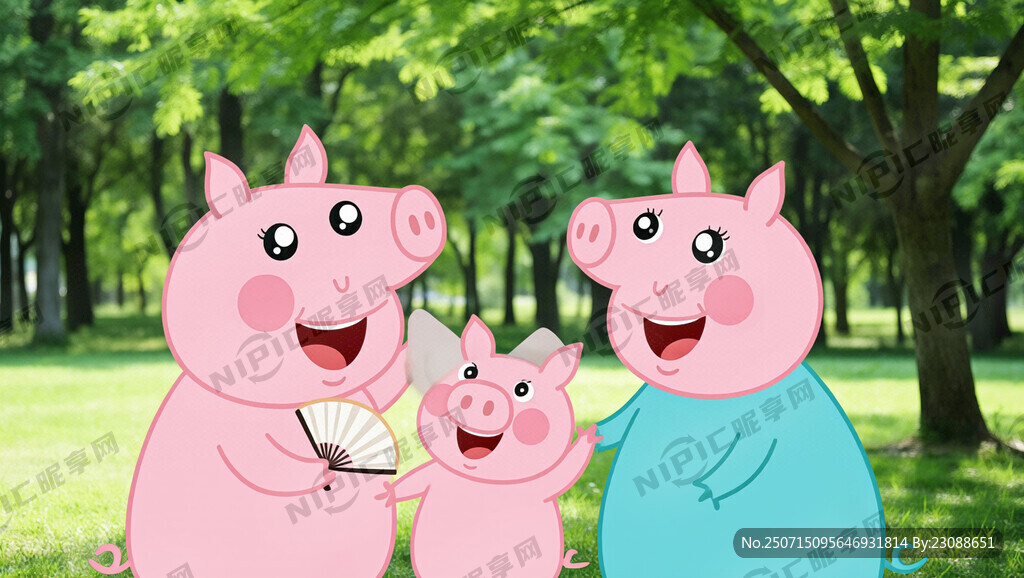亲子活动背景 有卡通小猪形象