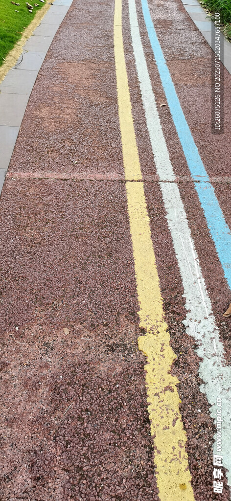 彩色标线的户外道路