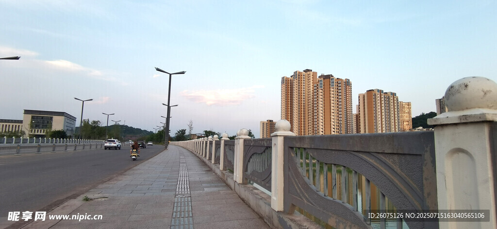 城市河畔大桥风光