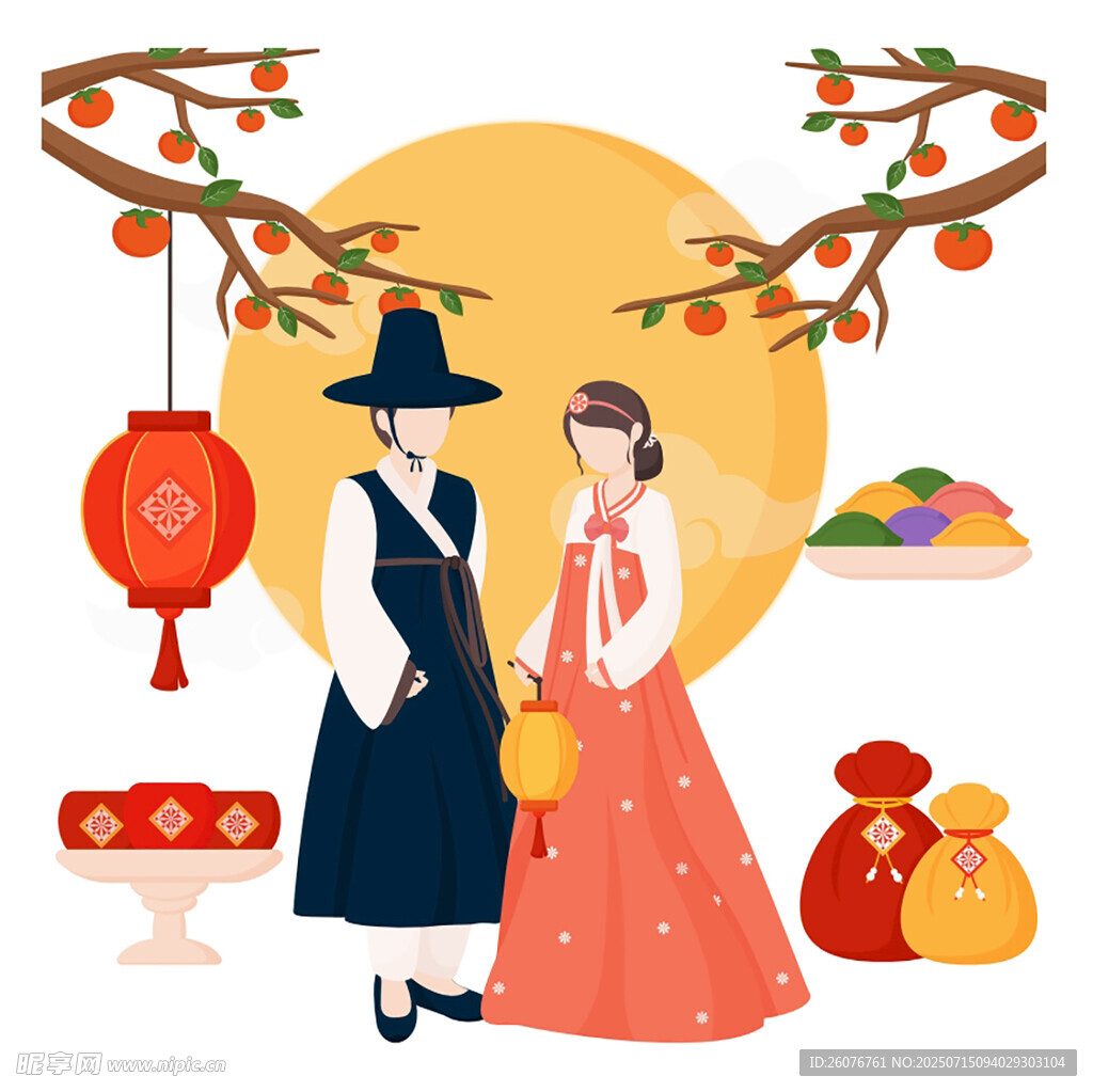 韩服情侣共度中秋佳节