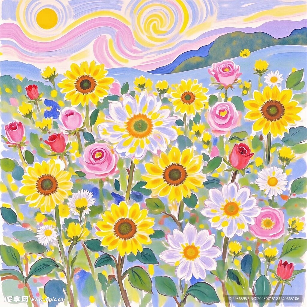 花海烂漫 绘就梦幻田园景