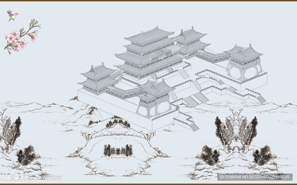 中式古建筑风景图