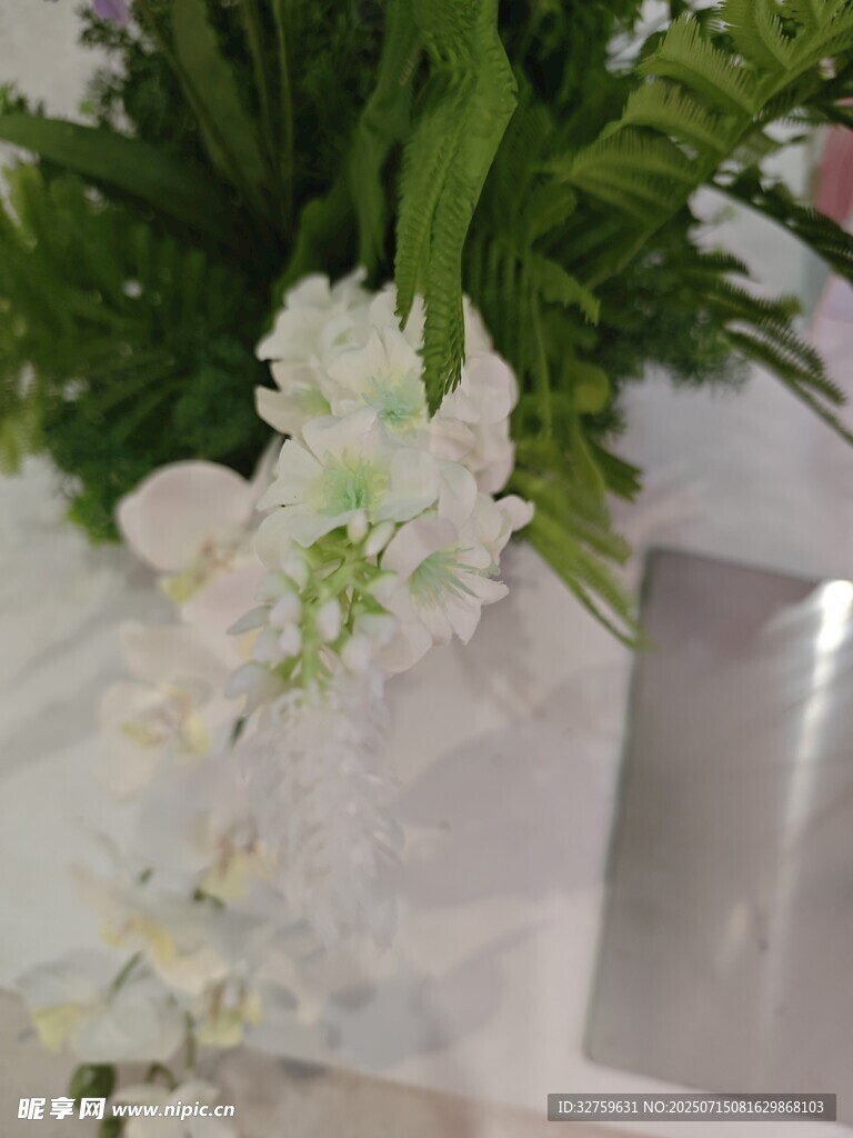 优雅白色花卉绿植组合