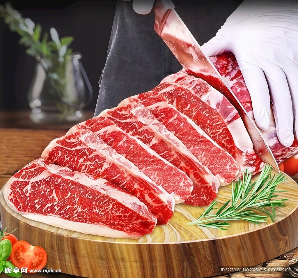 新鲜牛肉切片展示