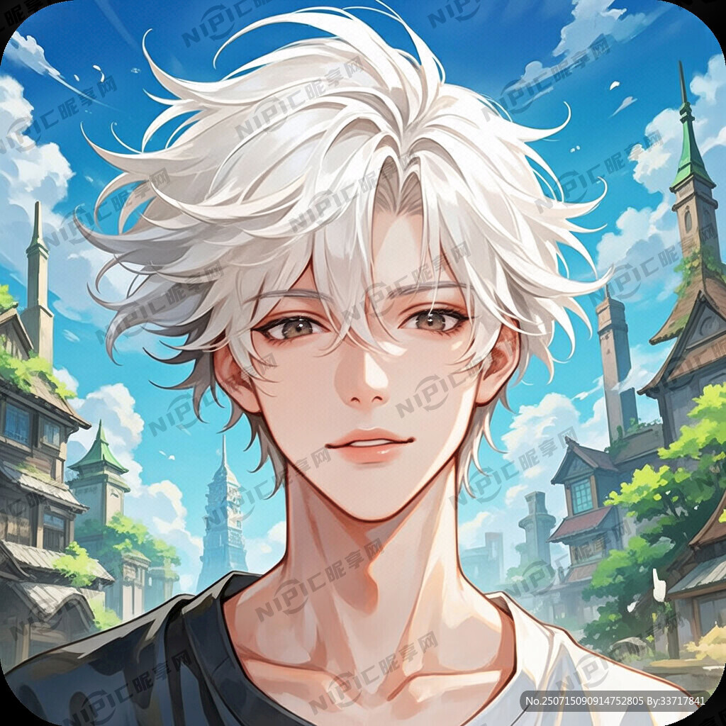 洒脱 白发 动漫 男头像