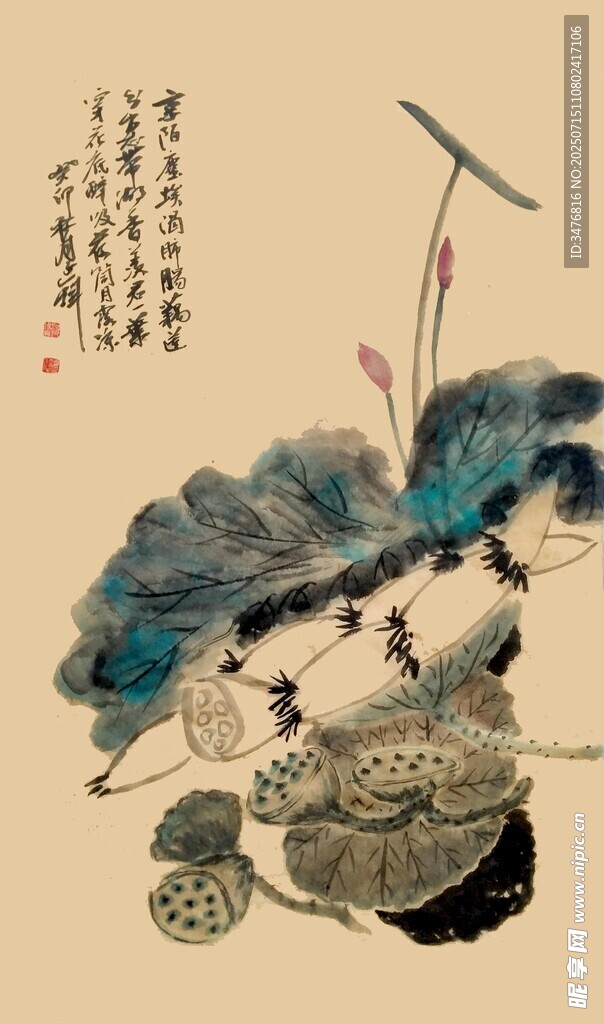 水墨荷花图