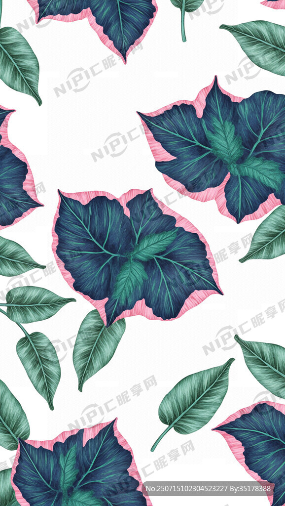 数码印花 带绿色叶子