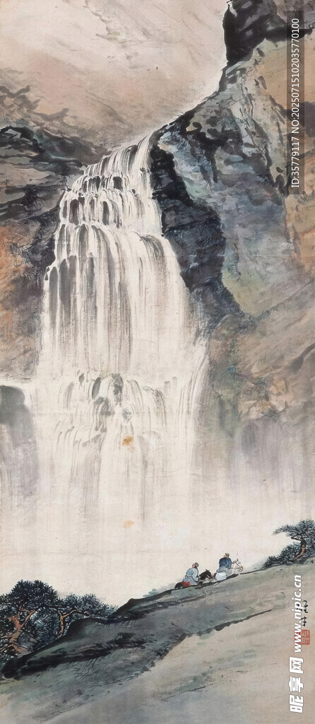 水墨山水瀑布