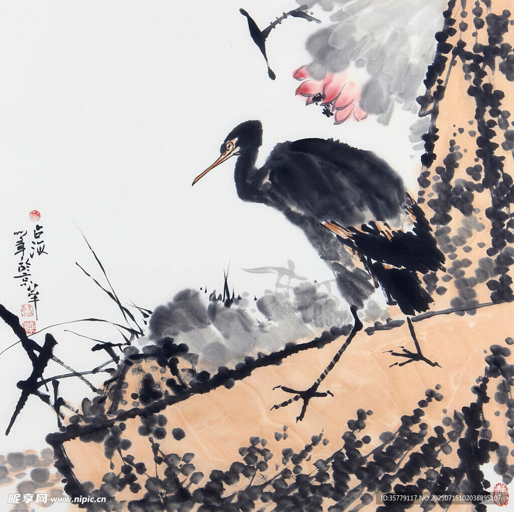 水墨风鹭鸟