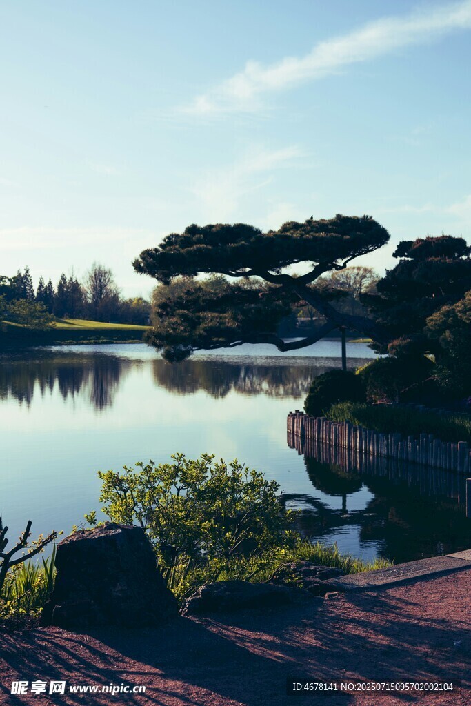 湖畔美景静谧自然风光
