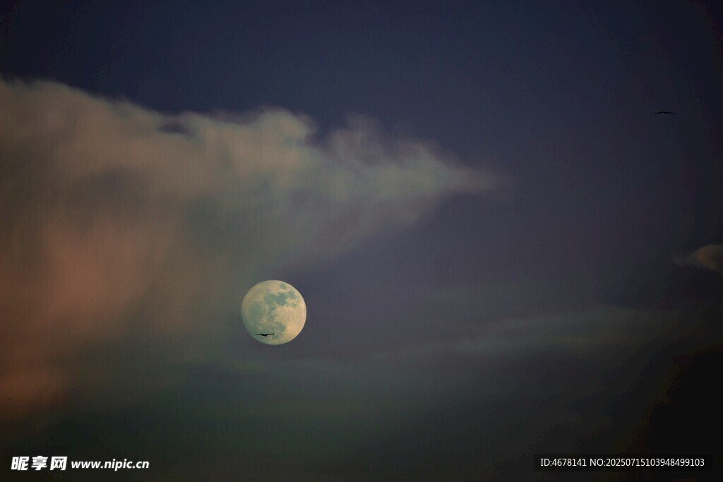夜空下的朦胧明月