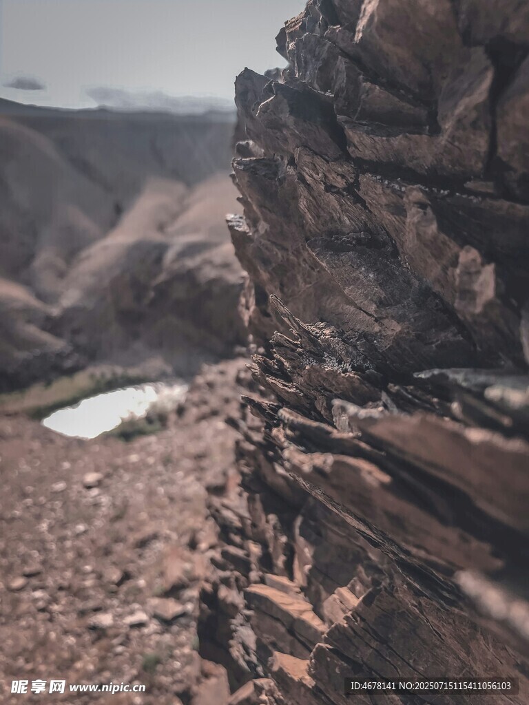 壮丽峡谷边的嶙峋岩石