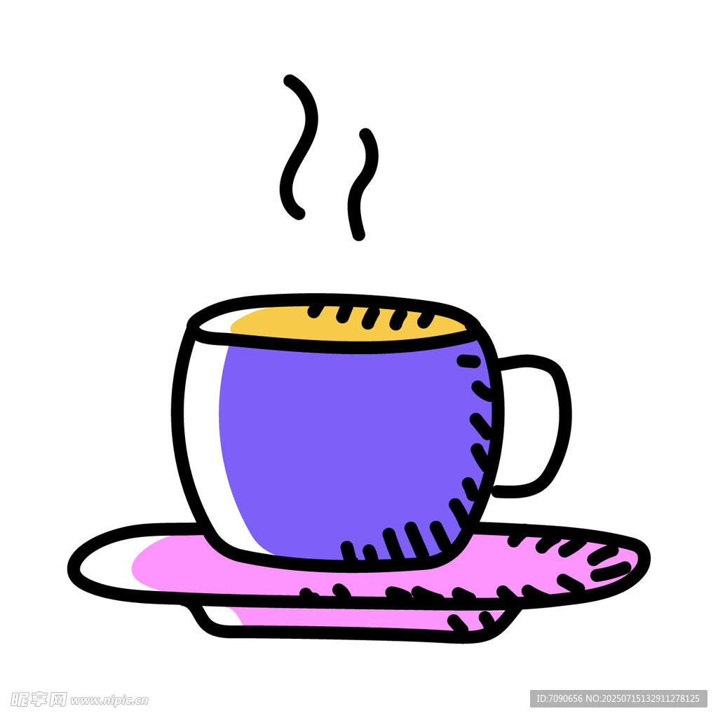 紫色咖啡杯插画