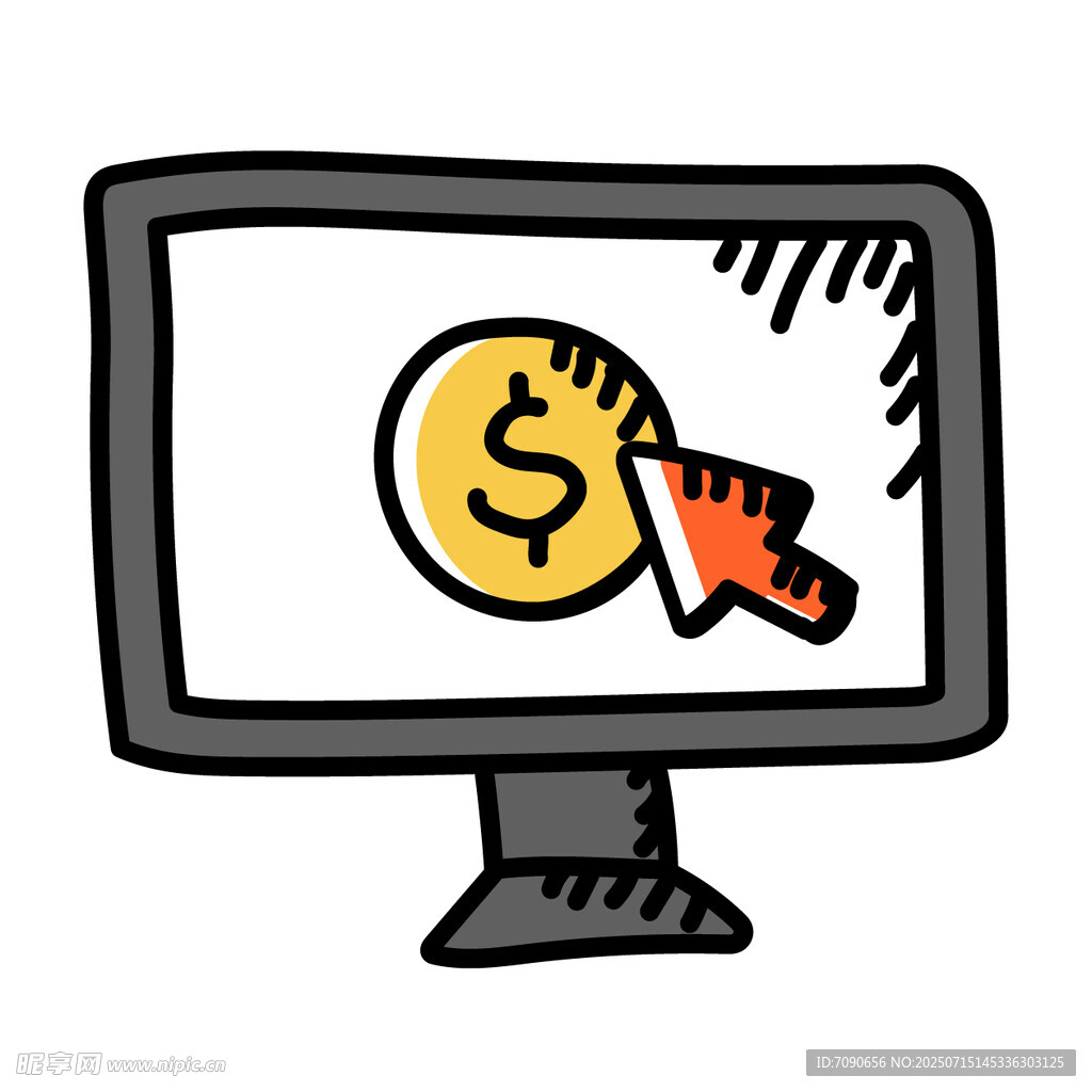 电脑屏幕上的金钱点击