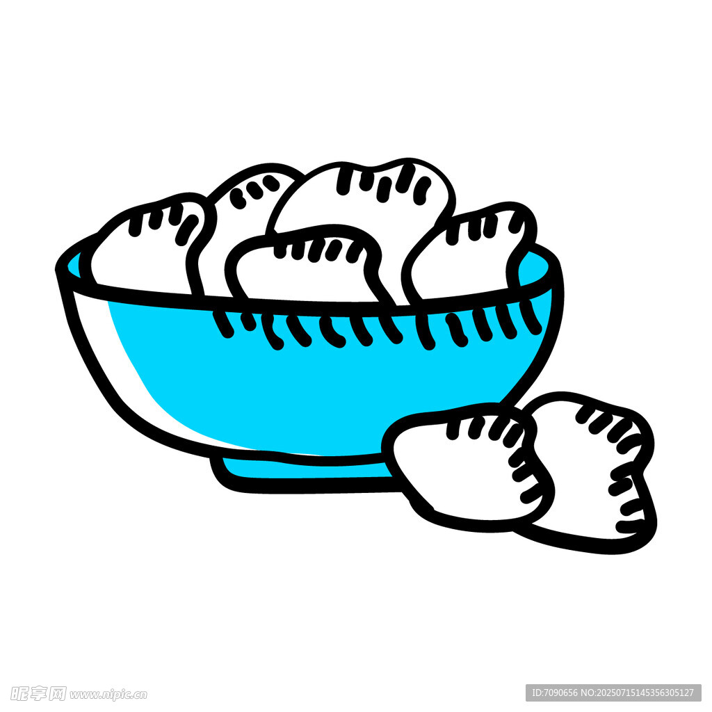 蓝色碗里的饺子插画