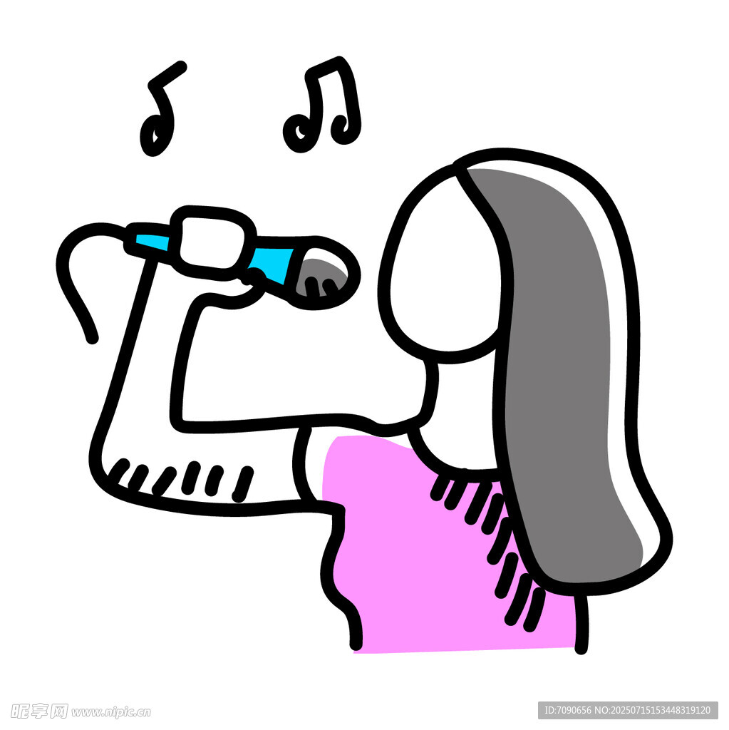 女孩手持话筒欢唱