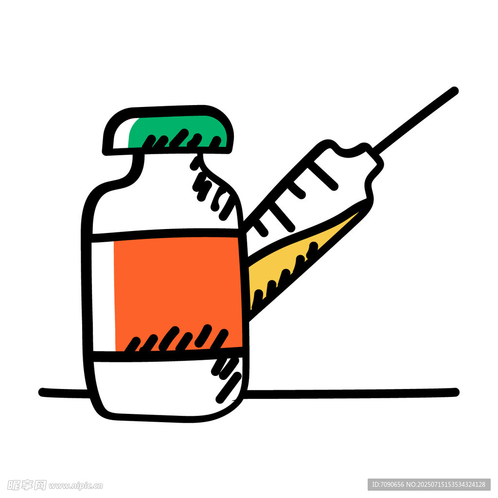 药瓶与注射器插画