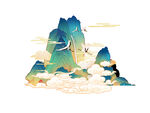 梦幻国风山水插画