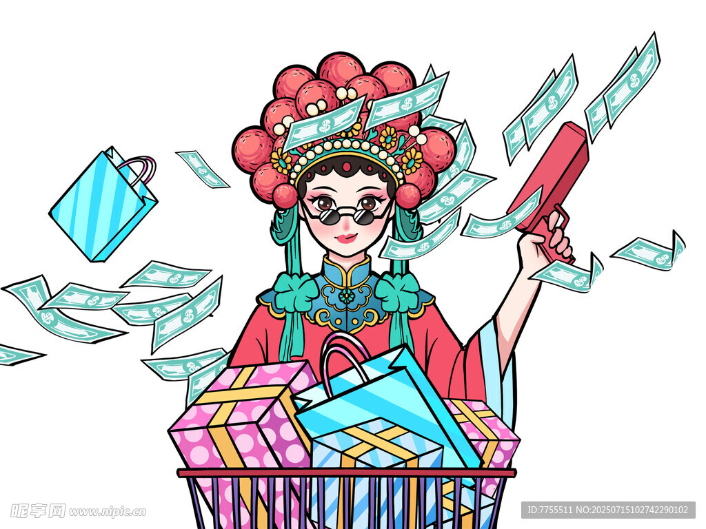 时尚女士满载购物成果