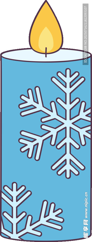 蓝色雪花图案蜡烛