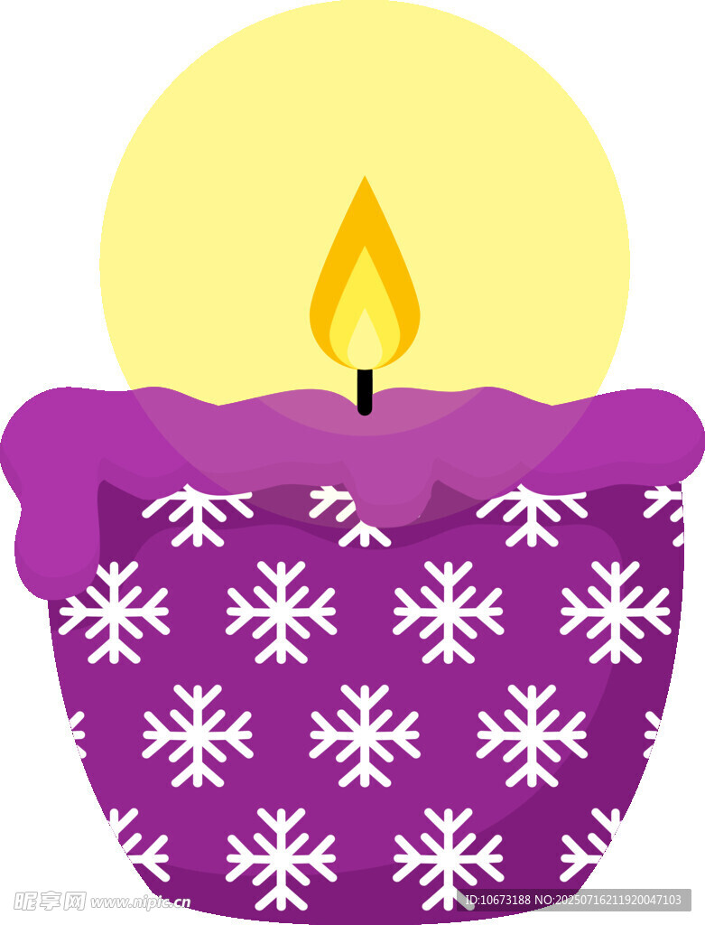 紫色雪花蜡烛装饰图