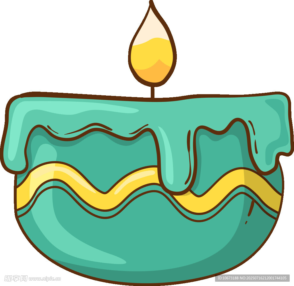 绿色波浪纹生日蜡烛蛋糕
