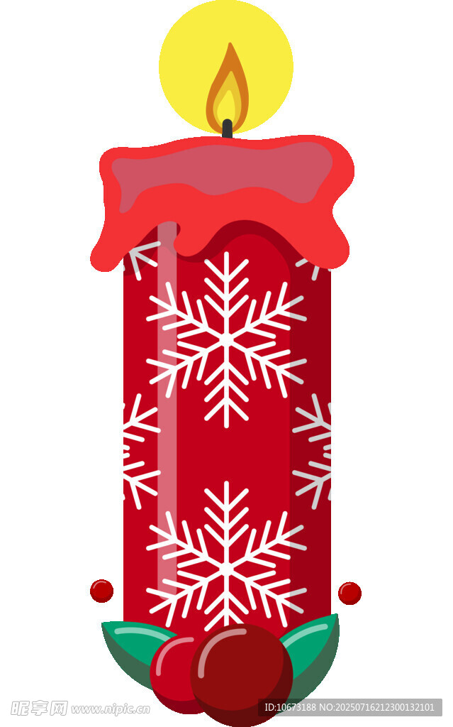 红色雪花图案圣诞蜡烛