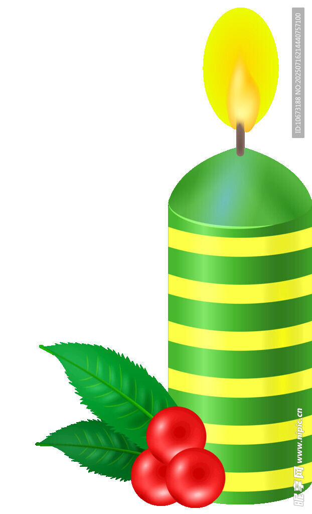 绿色条纹蜡烛配浆果