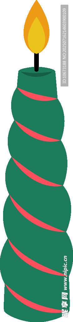 绿色条纹生日蜡烛