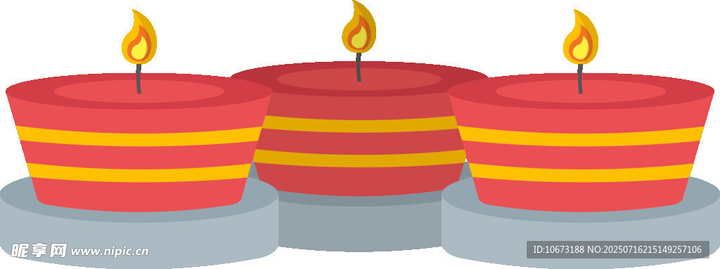 三根多彩生日蜡烛