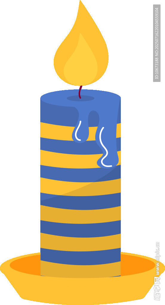 蓝黄条纹生日蜡烛