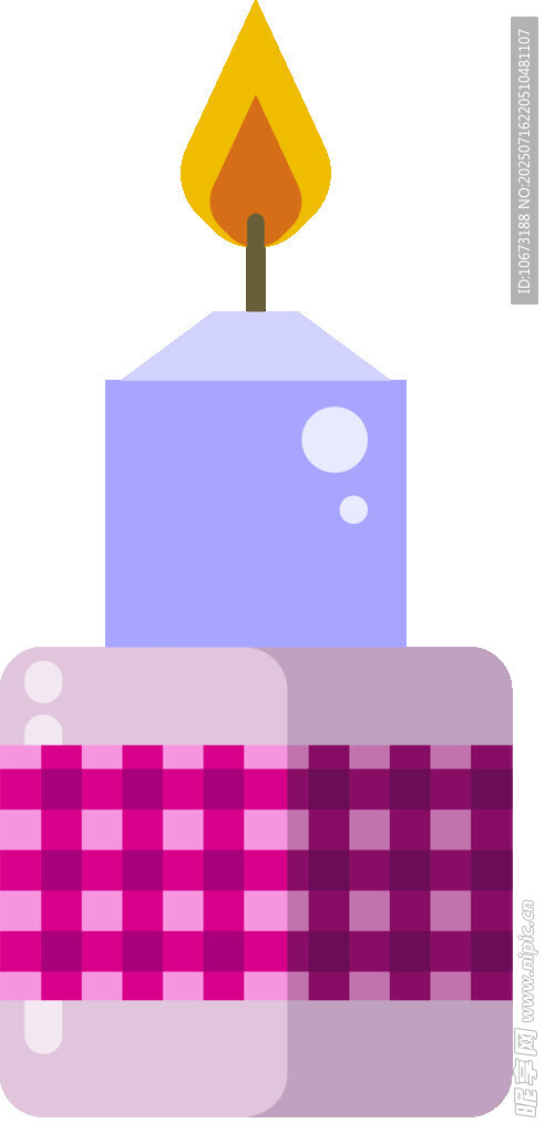 紫色格子图案生日蜡烛