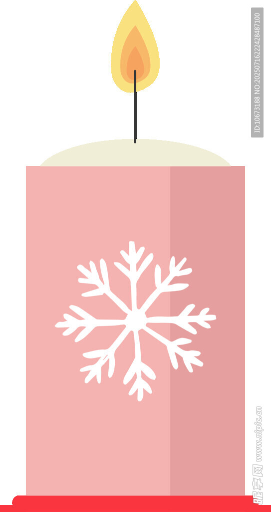 雪花图案的粉色蜡烛